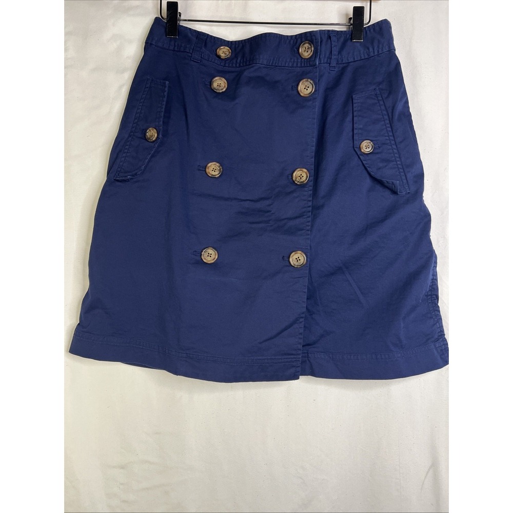 RALPH LAUREN‎ Women's Skirt Belted Micro-Sanded Twill Navy Cotton Size 10